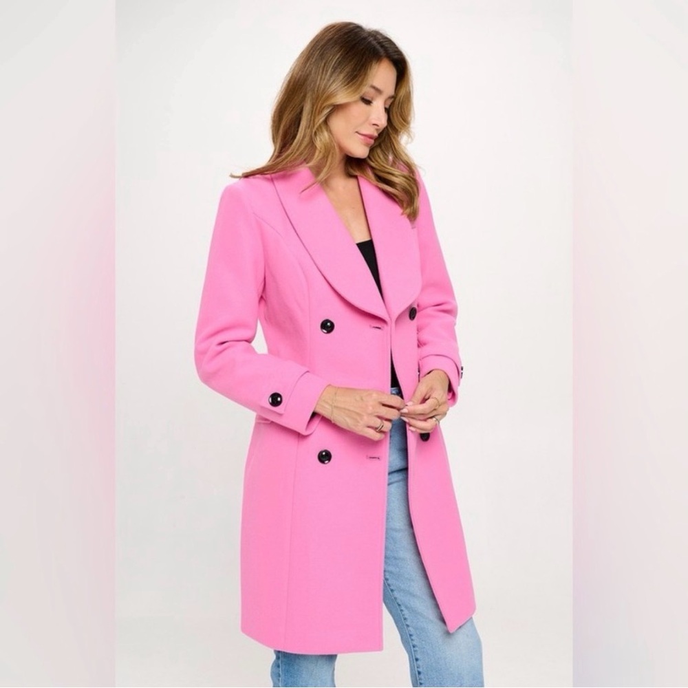 NWT- Women's Pink Double-Breasted Coat Small
